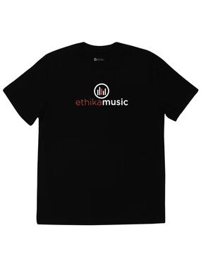 ethika Black Tee with Red & White Music Logo